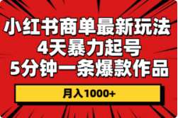 小红书商单最新玩法 4天暴力起号